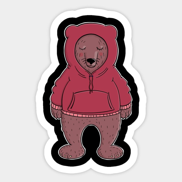 Friendly bear in a red hoodie Sticker by schlag.art